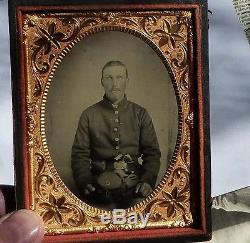 CIVIL WAR 1/4 PLATE TINTYPE PHOTO OF ARMED UNION SOLDIER NYS NEW YORK STATE