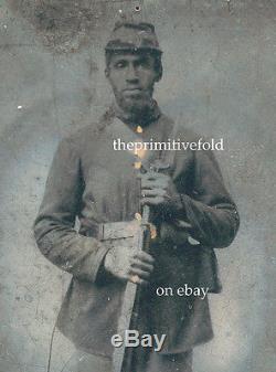 CIVIL War African American Rifle Iconic Image Handsome Proud Man Tintype Photo
