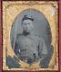 Civil War Ambrotype Photo Soldier With Rifle Pistol Knife Complete With Case & Frame