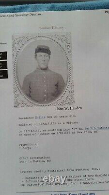 CIVIL WAR AMBROTYPE SOLDIER I. D. J. W. HAYDEN 7th NEW HAMPSHIRE INFANTRY