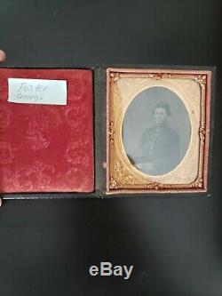 CIVIL WAR Andersonville POW Ambrotype Id'd 152nd New York Quarter Plate