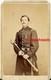 Civil War Cdv Photo Pa. Union Officer With Sword & Wearing Medal Revenue Stamp