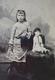 Civil War Era Girl With Seated Large Porcelain China Doll Tintype Photo