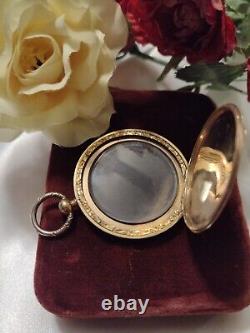 CIVIL WAR ERA VICTORIAN ANTIQUE 10K GOLD LOCKET FOB (Front And Back Cover)