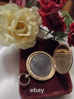 CIVIL WAR ERA VICTORIAN ANTIQUE 10K GOLD LOCKET FOB (Front And Back Cover)