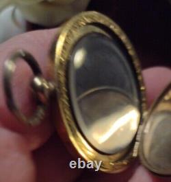 CIVIL WAR ERA VICTORIAN ANTIQUE 10K GOLD LOCKET FOB (Front And Back Cover)