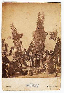 CIVIL War Mathew Brady Oversized CDV Soldiers In Camp With Weapons Equipment