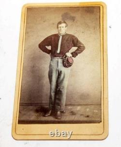 CIVIL WAR TINTED CDV Union Artilleryman in State Militia Uniform, Rare Pose