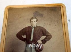 CIVIL WAR TINTED CDV Union Artilleryman in State Militia Uniform, Rare Pose