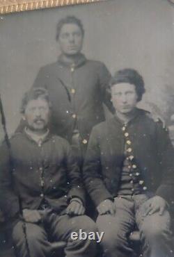 CIVIL WAR TINTYPE 3 ILLINOIS SOLDIERS PARDS etched UNCLE BEALE