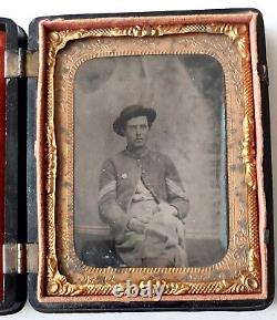 CIVIL WAR TINTYPE SOLDIER SGT. WithCorps Badge