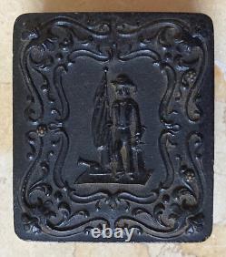 CIVIL WAR UNION NAVY 1/16 PLATE UNION CASE withSAILOR, CANNON, FLAG, MAP, MOTIF 1862
