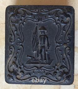 CIVIL WAR UNION NAVY 1/16 PLATE UNION CASE withSAILOR, CANNON, FLAG, MAP, MOTIF 1862