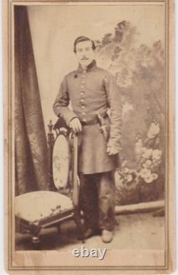 CIVIL War CDV Soldier Armed Knife I. D. Lewis Boquew 97 N. Y. Inf