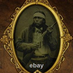 CIVIL War Collodion Ambrotype 1861-1864 North Brothers Pawnee Scout Armed Image