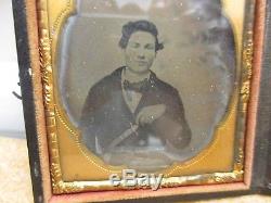 CIVIL War Confederate Sixth Plate Image-ambro / Ambrotype With Bowie Knife