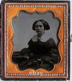 CIVIL War Era 1/6 Plate Ambrotype Photo Portrait Of A Young Woman