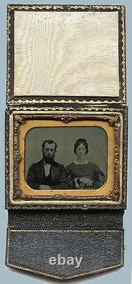 CIVIL War Era 1/9 Plate Ambrotype Portrait Of A Couple
