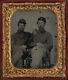 Civil War Era 6th Plate Tinted Tintype. Union Soldiers, Affectionate Pose