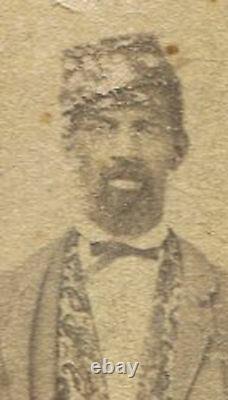 CIVIL War Era Cdv, Tax Stamp. African American Man In Union Kepi. Albany, N. Y