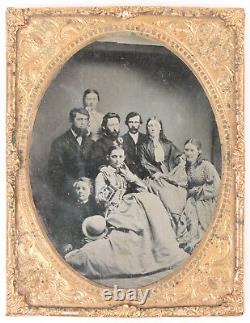 CIVIL War Era Tax Stamp. Family Photo. Tinted Half Plate Tintype. No Case