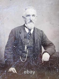 CIVIL War Gar Medallion Ribbon Eagle Tintype Handsome Blue Eyed Man Photograph