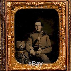 CIVIL War Militia Officer 1/6 Plate Tintype Photo Circa 1860