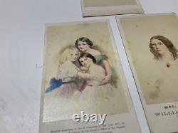 CIVIL War Poet Henry W Longfellow 3 Family Color CDV Photos 1864 Stunning