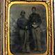 Civil War Quarter Plate Tintype Cavalry Men Gutta Percha Case Tinted Sword