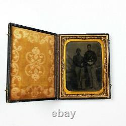 CIVIL War Quarter Plate Tintype Cavalry Men Gutta Percha Case Tinted Sword