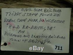 CIVIL War Richmond & Danville Railroad Ticket Stamp Bristol Va (c3)