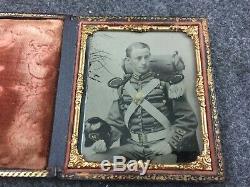 CIVIL War Sixth Plate Tintype Of Militia Soldier In Full Dress Including Pack