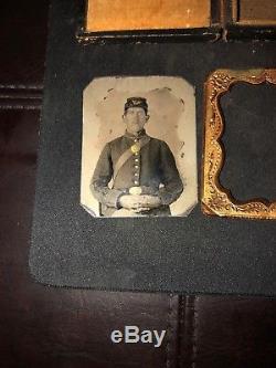 CIVIL War Soldier 9th Plate Tintype Image Eagle Breast Plate Us Belt Buckle