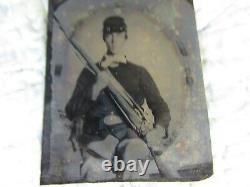 CIVIL War Soldier Armed, Canteen, Bullit Pouch, Kepi U. S. Belt Buckle Sporty Scarf