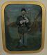 Civil War Soldier With Rifle. Full Plate Tinted Flag Rare