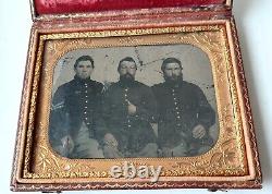 CIVIL War Tintype 3 Soldiers Pards