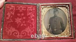 CIVIL War Tintype Soldier Armed I. D. Clawson, Manit0woc, Wisconsin