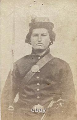 CIVIL War U. S. Army Double Armed Infantryman CDV Photo 1862