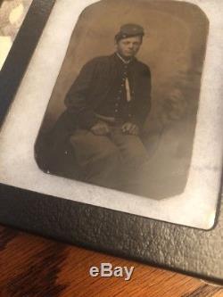 CIVIL War Union Infantry Soldier 6th Plate Tintype Company B Kepi Shell Jacket