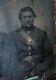 Civil War Union Infantry Soldiers Seated In Full Uniform 1/6 Plate Tintype Photo