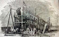 CIVIL War Union New York Navy Yard War Ships Under Construction Stereoview Photo