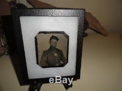 CIVIL War Union Soldier 6th Tintype Uniform Breast Plate Cap Box Belt Buckle