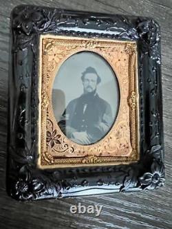 C-W 1/9 plate SERGEANT c1864 RUBY AMBROTYPE THERMOPLASTIC FRAME Berg 7-51 (VR)