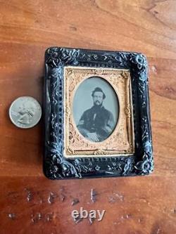 C-W 1/9 plate SERGEANT c1864 RUBY AMBROTYPE THERMOPLASTIC FRAME Berg 7-51 (VR)
