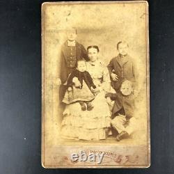 Cabinet Card Photograph 1860s Family Portrait Sepia Civil War Era Bell Dress WOW