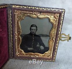 Cased 9th Plate Civil War Soldier, A Naval Officer Tintype Ambrotype, ca. 1860's