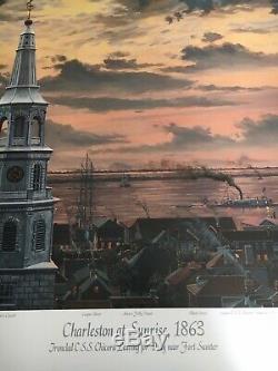Charleston at Sunrise 1863, Wm McGrath, Civil War Lt Ed, Small Smudge, See Photo