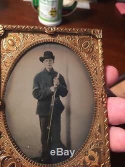 Civil War 1/4 Plate Tintype of Union Corporal with Rifle from Arkansas