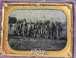 Civil War 1/4 Tintype Of An Outdoor Camp Scene