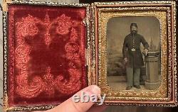 Civil War 1/4 US Artillery Musician Tintype Photo